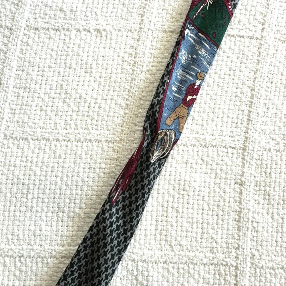 VTG MomentoUno Fly Fishing Tie Silk Houndstooth Wide 3.5 Angler Novelty 90s 3.5